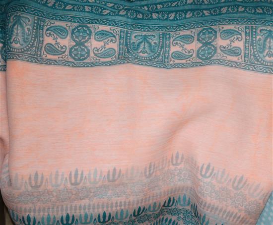 A printed silk sari and a chiffon sari